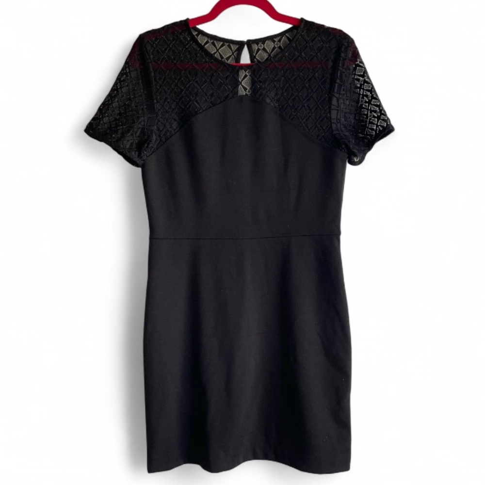 Banana Republic Black Short Sleeve Lace Top Mini Dress Size 4